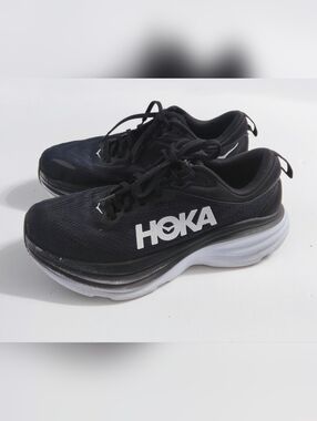 Hoka Black and White Women's Cushion Running Shoes. Size 8.5 US. Pre-owned.